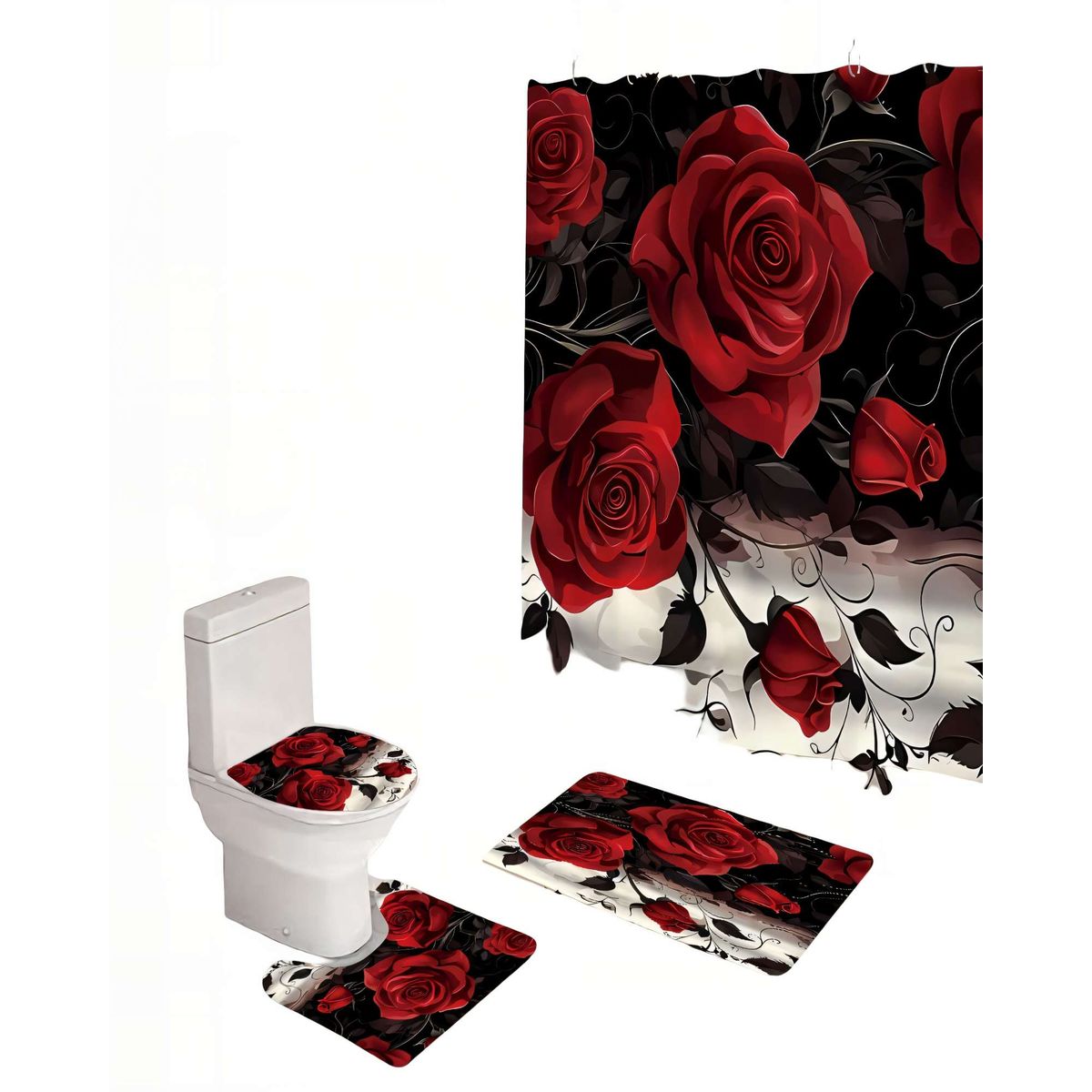 GENERICO - PACK DE 4 PIEZAS PARA BAÑO CON ESTAMPADO 20
