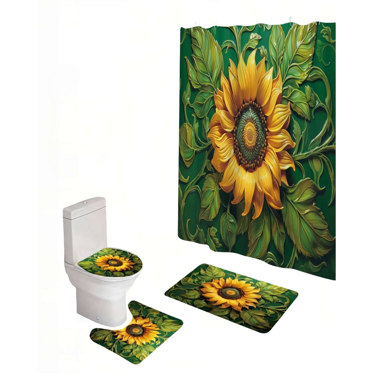 GENERICO - PACK DE 4 PIEZAS PARA BAÑO CON ESTAMPADO 22