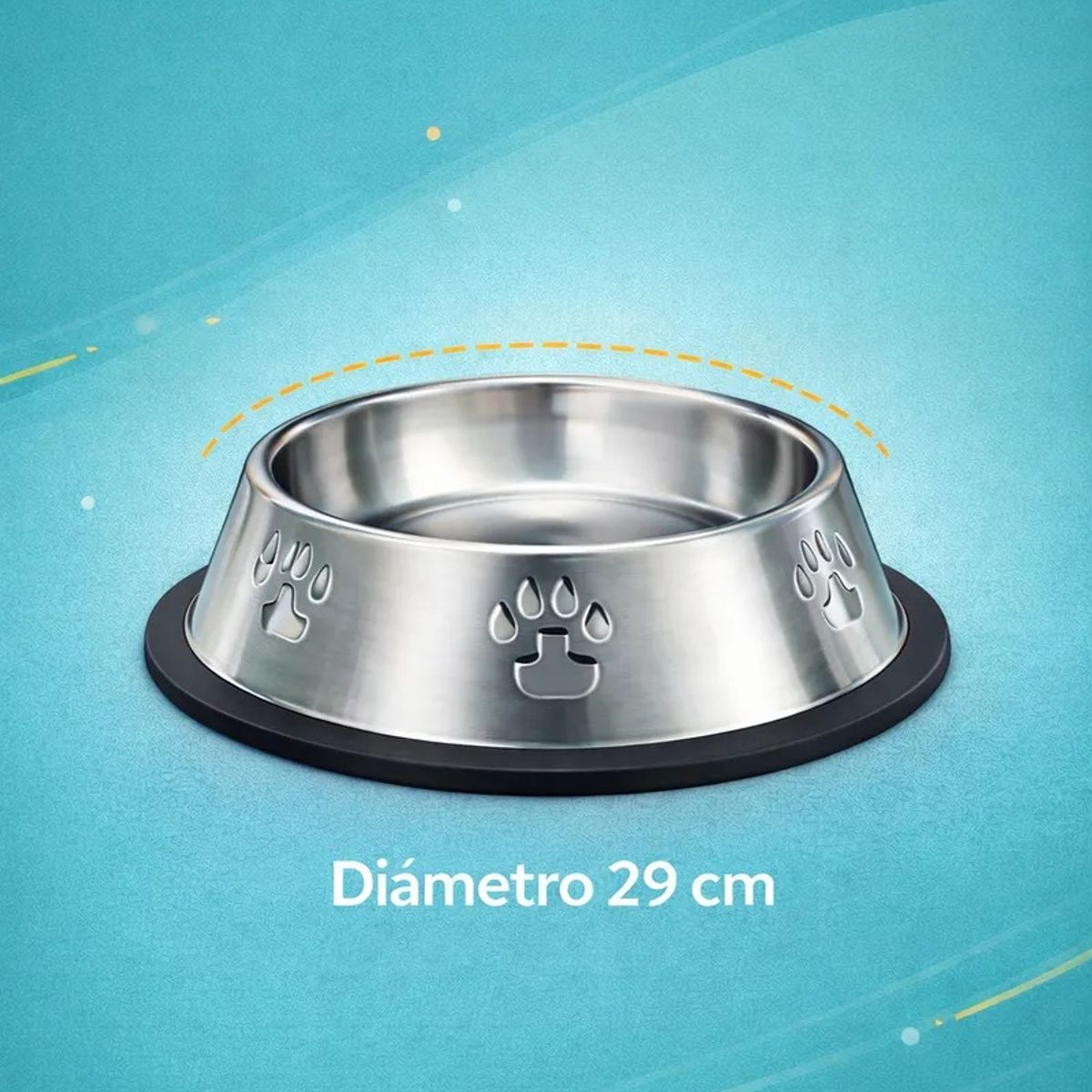 GENERICO - X2 Comedero Perro Platos Para Perros Gatos Mascotas 29cm Plateado