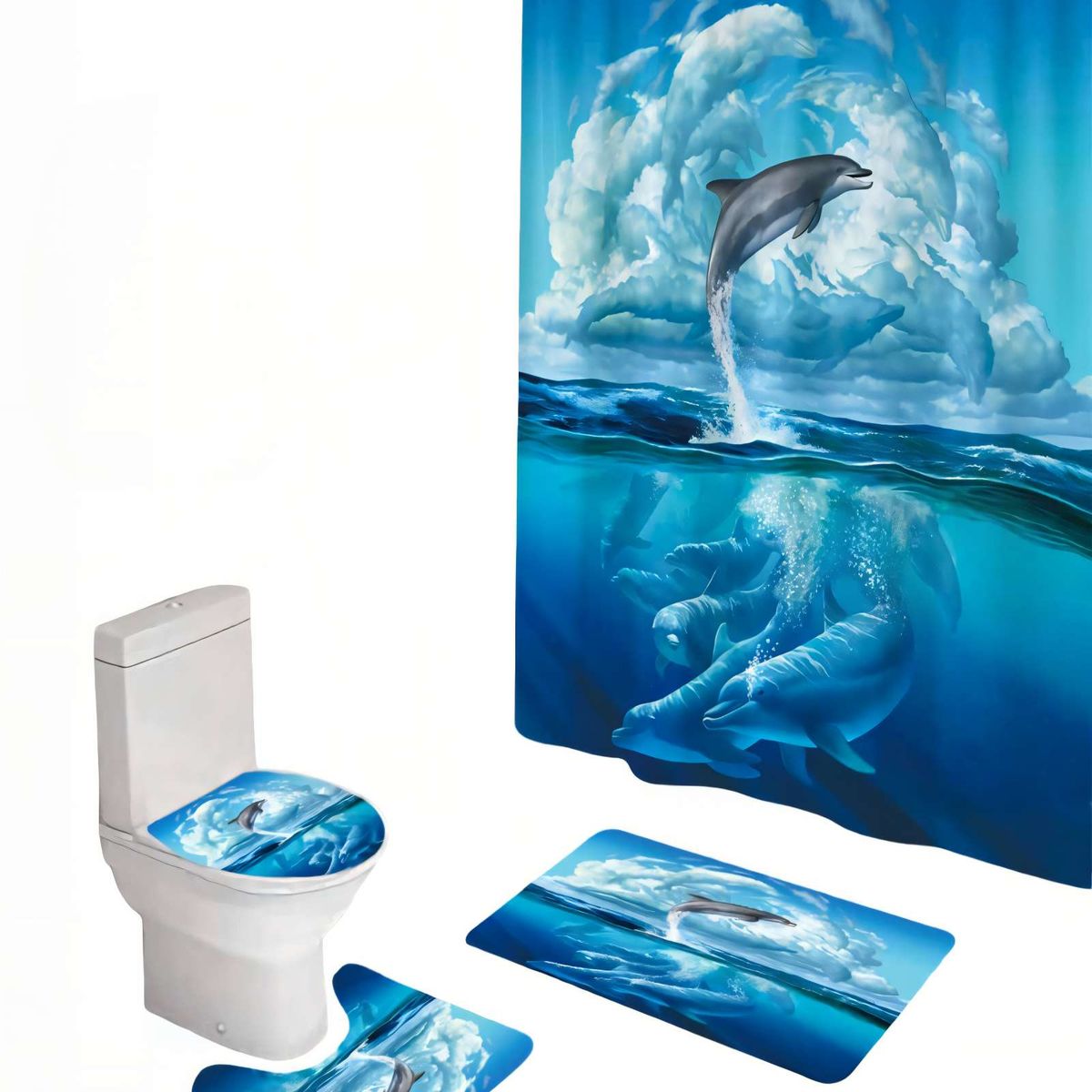 GENERICO - PACK PARA BAÑO DE 4 PIEZAS ESTAMPADAS  1