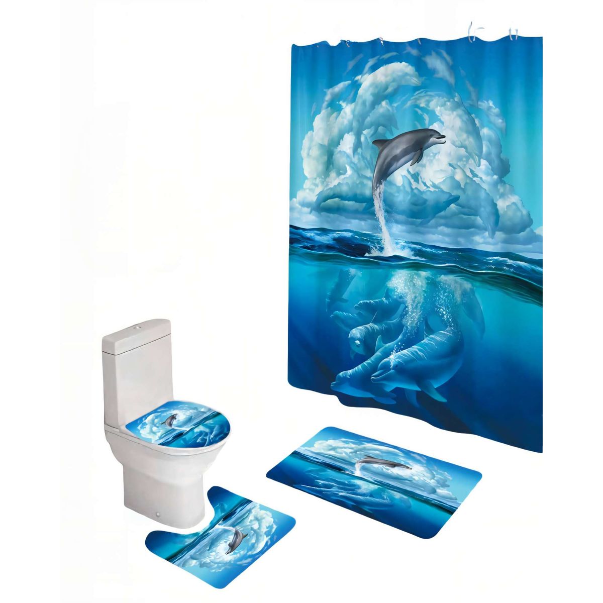 GENERICO - PACK PARA BAÑO DE 4 PIEZAS ESTAMPADAS  1