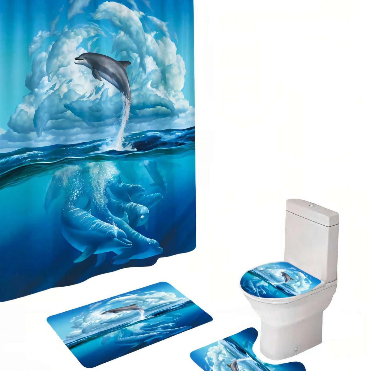 GENERICO - PACK PARA BAÑO DE 4 PIEZAS ESTAMPADAS  1