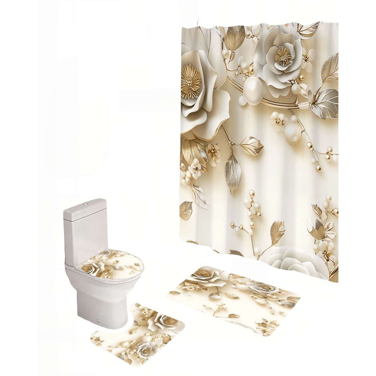 GENERICO - PACK PARA BAÑO DE 4 PIEZAS ESTAMPADAS  5