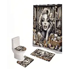 GENERICO - PACK PARA BAÑO DE 4 PIEZAS ESTAMPADAS 8