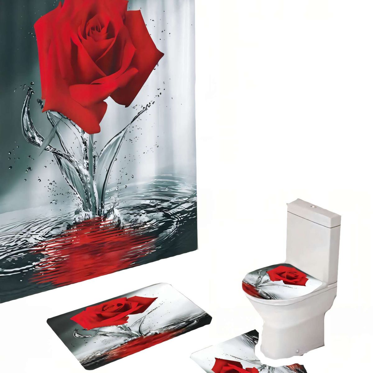 GENERICO - PACK PARA BAÑO DE 4 PIEZAS ESTAMPADAS  12