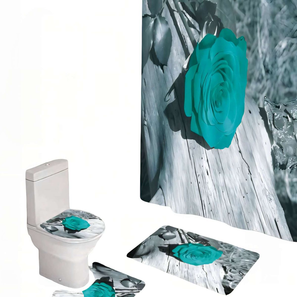 GENERICO - PACK PARA BAÑO DE 4 PIEZAS ESTAMPADAS  15