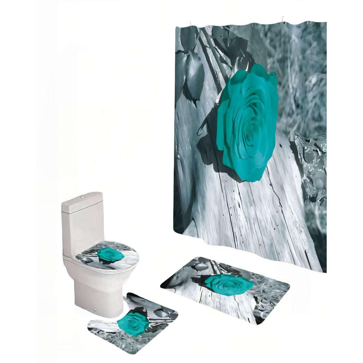 GENERICO - PACK PARA BAÑO DE 4 PIEZAS ESTAMPADAS  15