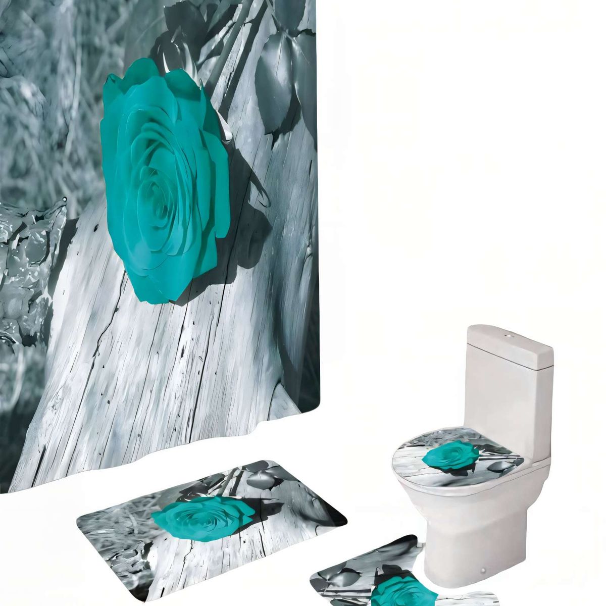 GENERICO - PACK PARA BAÑO DE 4 PIEZAS ESTAMPADAS  15