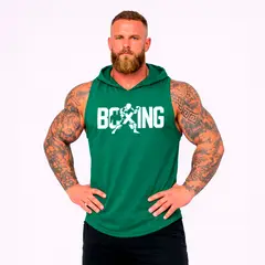 ADEMAN - Polera Musculosa Deportiva Boxeo Sin Mangas Con Capucha