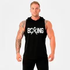 ADEMAN - Polera Musculosa Deportiva Boxeo Sin Mangas Con Capucha