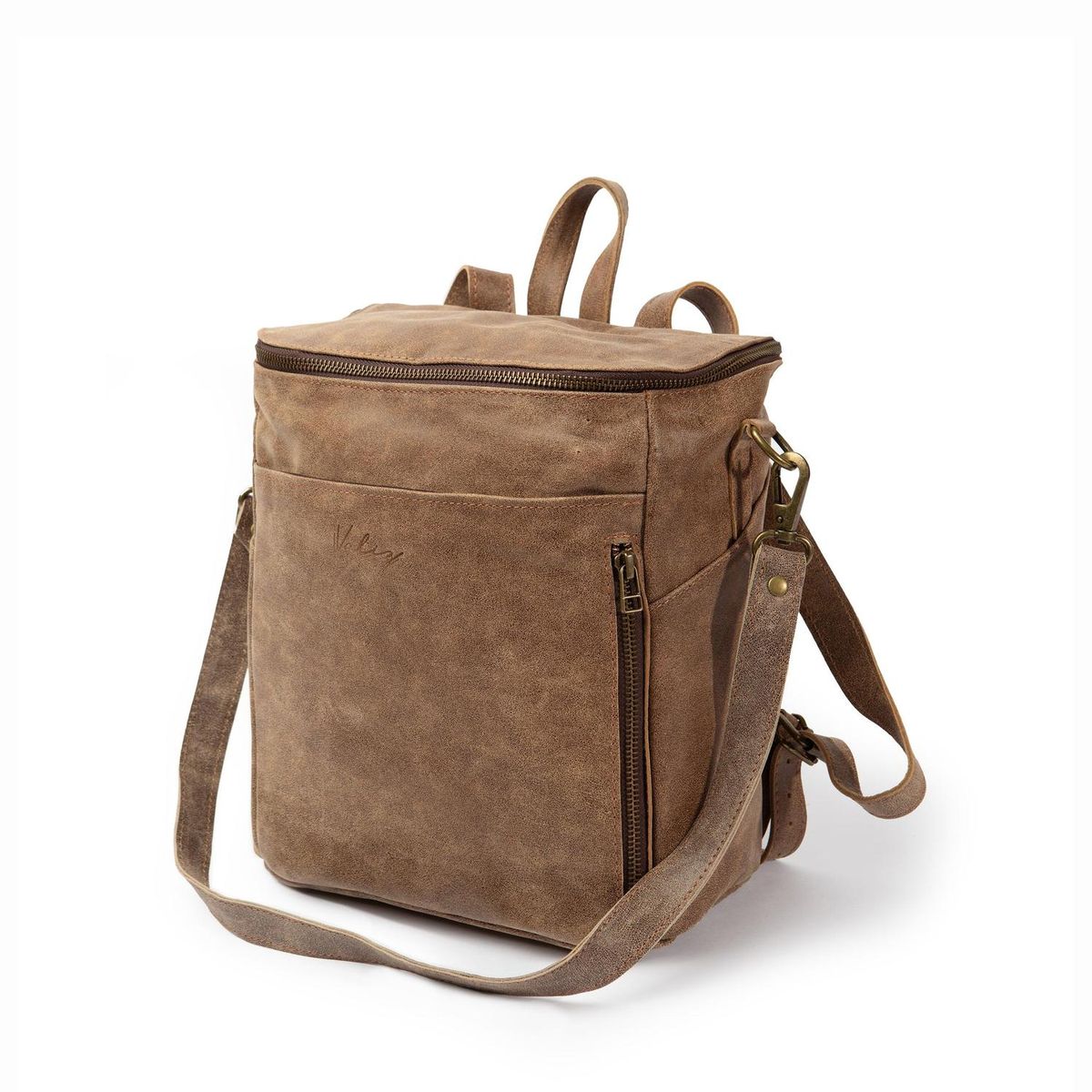 VALIZ - MOCHILA ALFORJA CHICA VALIZ - 100% CUERO