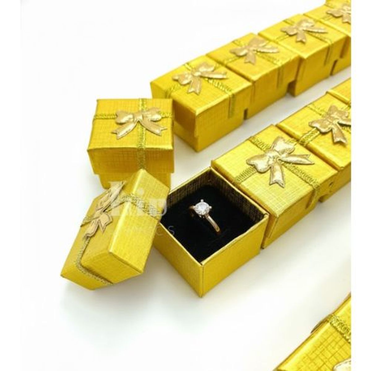GENERICO - Caja Para Joyas Anillo Dorado 24 Unidades