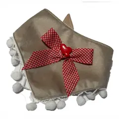 GENERICO - Bandana Crema para perrita Edicion Mi único San Valentín Pompon Blanco Talla L