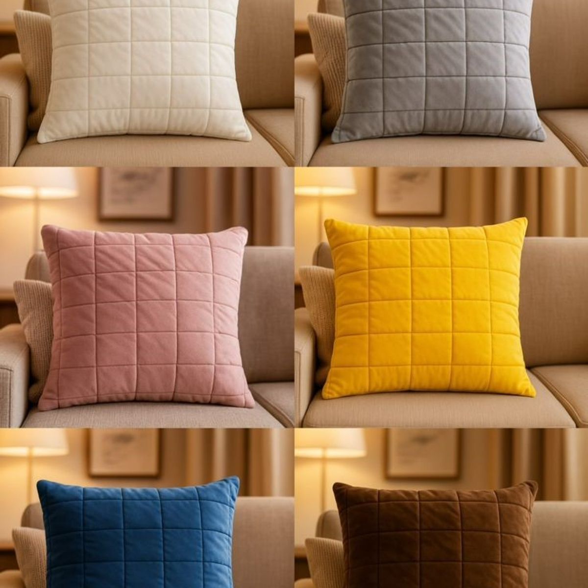 GENERICO - PACK DE 4 FUNDAS CON COJÍN DISEÑO TERCIOPELO ROMBO 45x45
