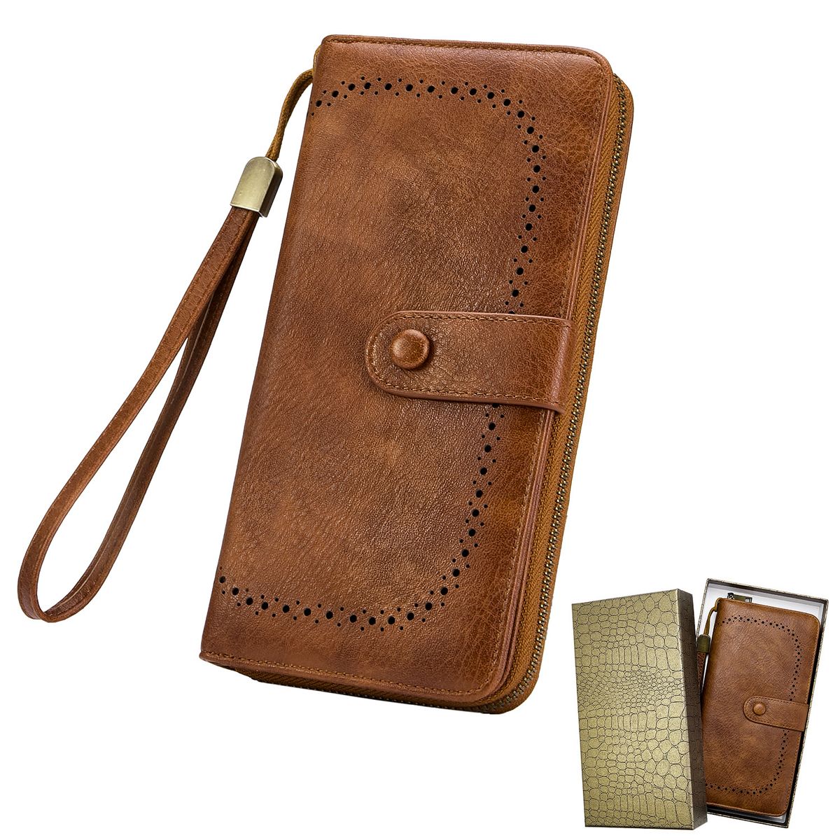 SLOWTON - Cartera De Mujer Rfid Bloqueo Billetero Doble Gran Capacidad