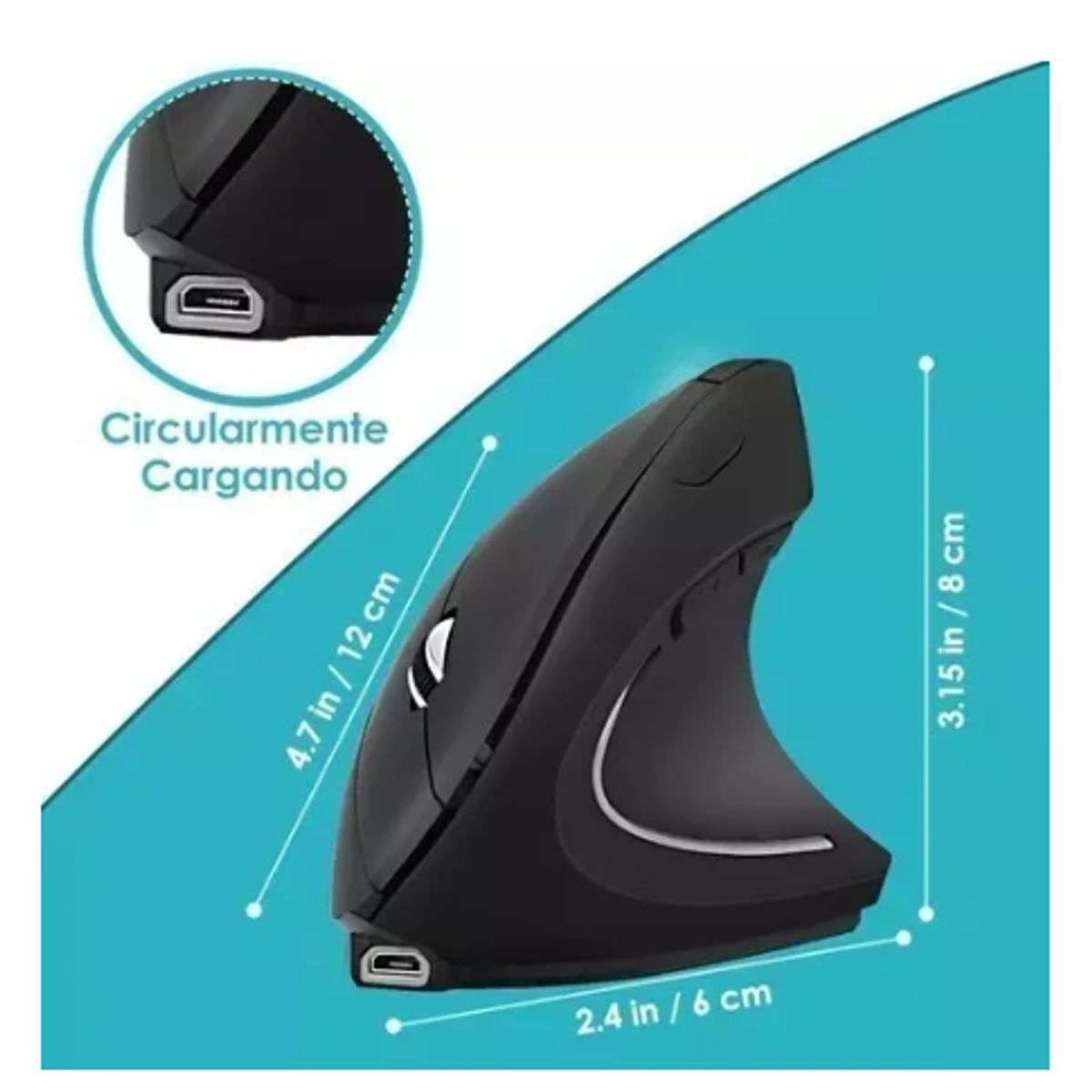GENERICO - Mouse Gamer Vertical Inalámbrico Recargable Ergonómico