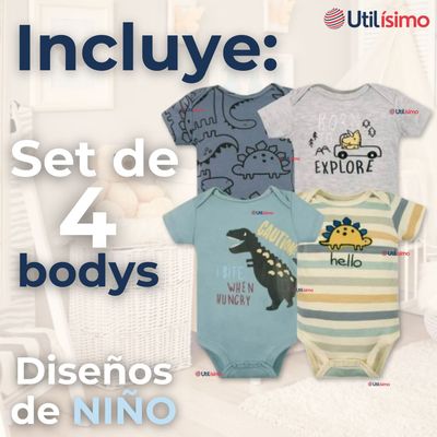 Imagen 2 del producto Pack 4 Bodys Niño Manga Corta 100% Algodón Ready for Fun