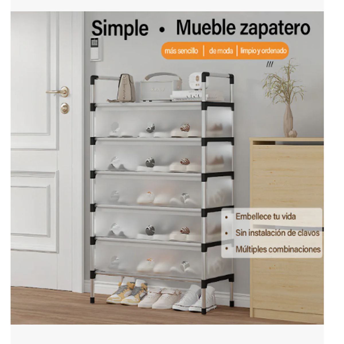 GENERICO - Zapateras modernas 6 Niveles 2 En 1 Armable muebles armables