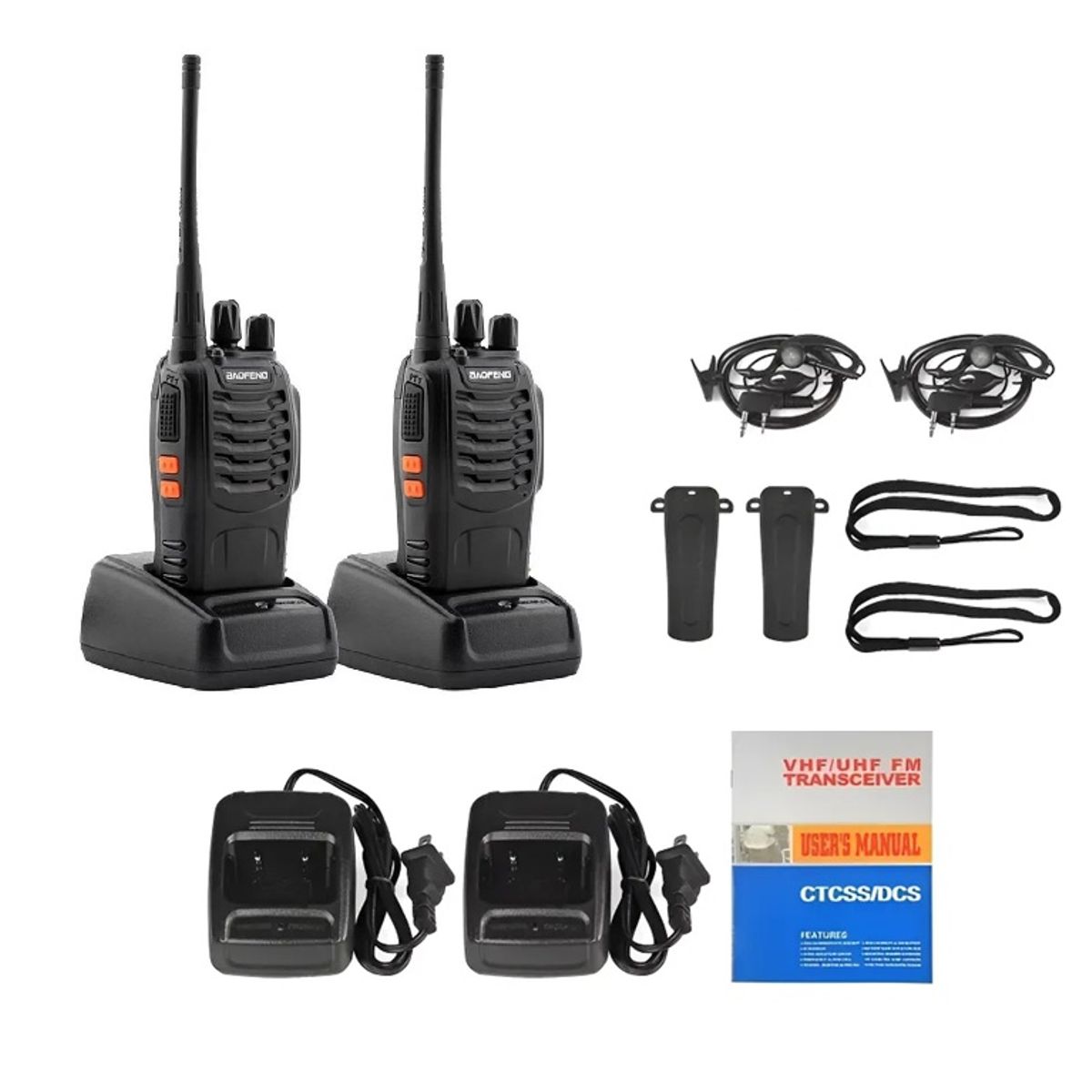GENERICO - Pack x4 Radio Transmisor Walkie Talkie Bf-888s Baofeng Woki Toki