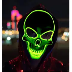 GENERICO - Máscara de Halloween luz LED Mask Skull Shape VERDE