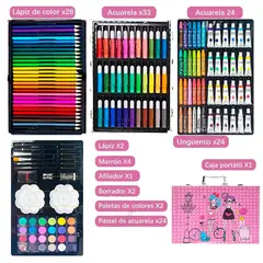 IRM - Kit Dibujo 145 Piezas Pintura En Maleta Aluminio escolar