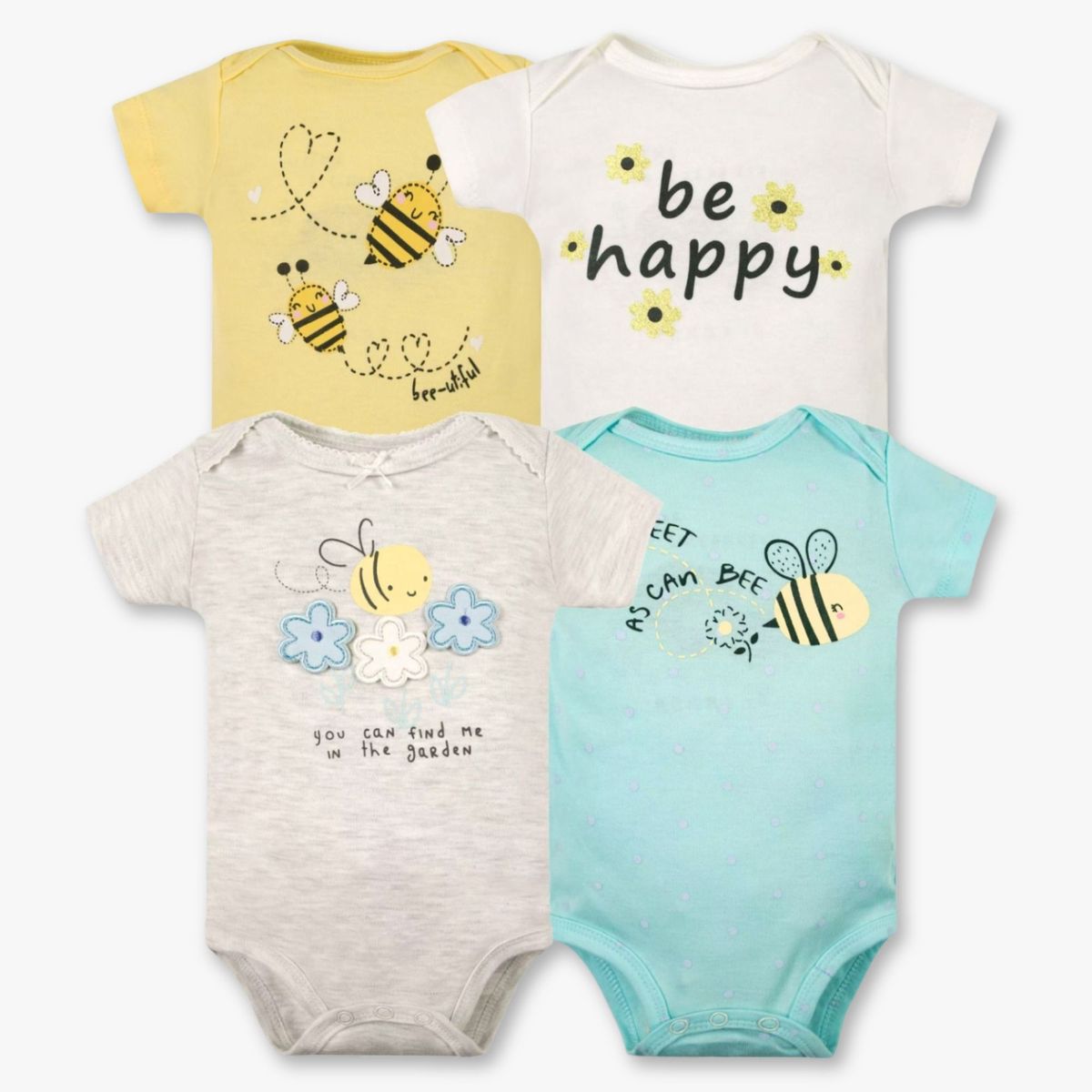 TEDMIMAK - Pack 4 Bodys Niña Manga Corta Tedmimak 100% Algodón