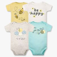 Pack 4 Bodys Niña Manga Corta 100% Algodón