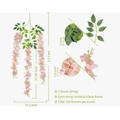 GENERICO - Pack 12 Colgantes Flores Artificiales Guirnaldas Decoración