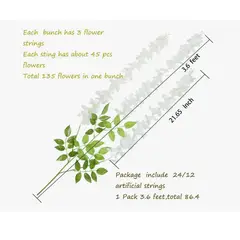 GENERICO - Pack 12 Colgantes Flores Artificiales Guirnaldas Decoración