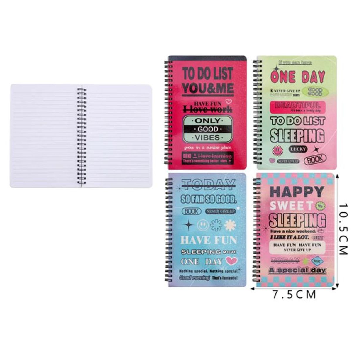 GENERICO - Libreta con Frases Inspiradoras – 7.5×10.5 cm, 80 Hojas Surtido