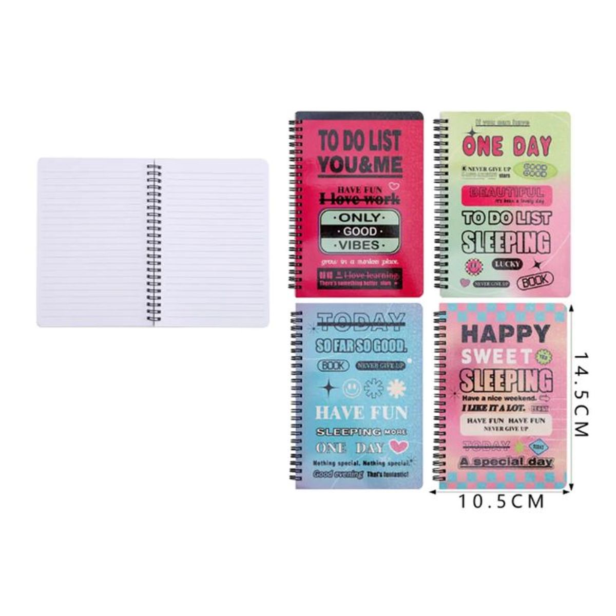 GENERICO - Libreta con Frases Inspiradoras – 10.5×14.5cm, 80 Hojas Colores Surtidos