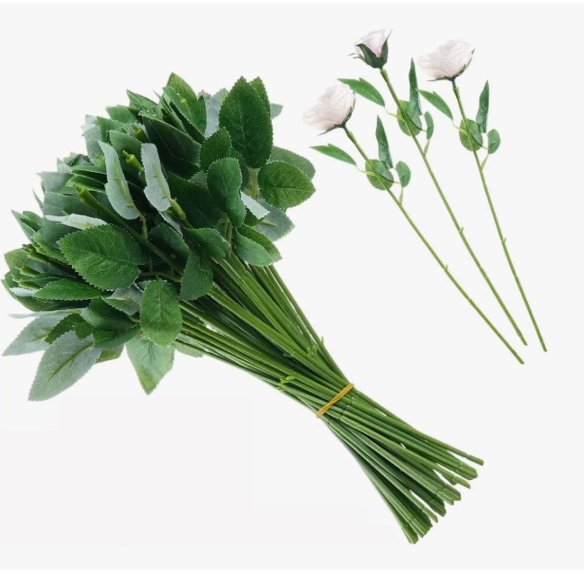 GENERICO - Tallos De Rosas Artificiales Con Hojas, 50 Piezas