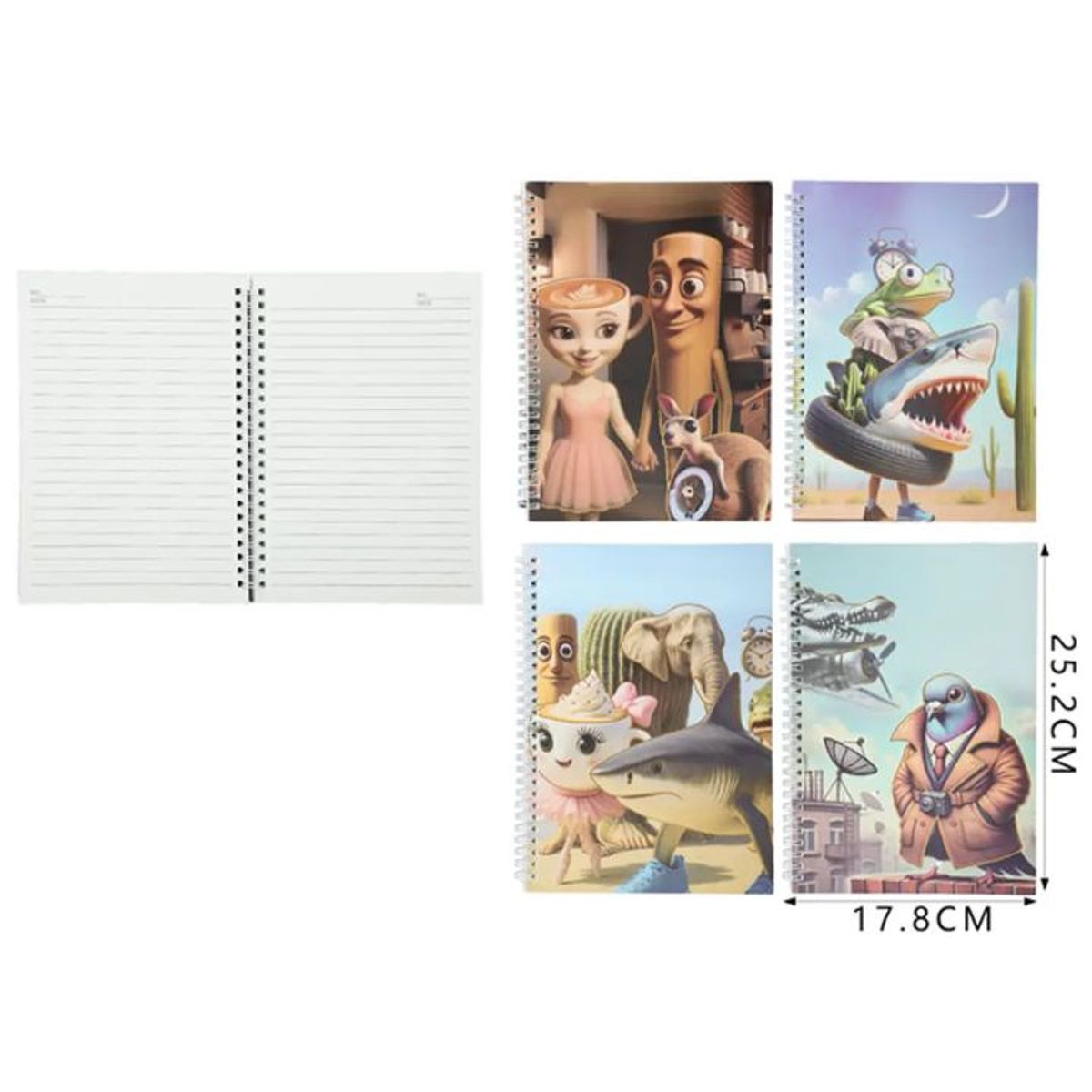 GENERICO - Libreta Brainrot Italiano 17.8 x 25.2 cm 60 hojas Colores Surtidos
