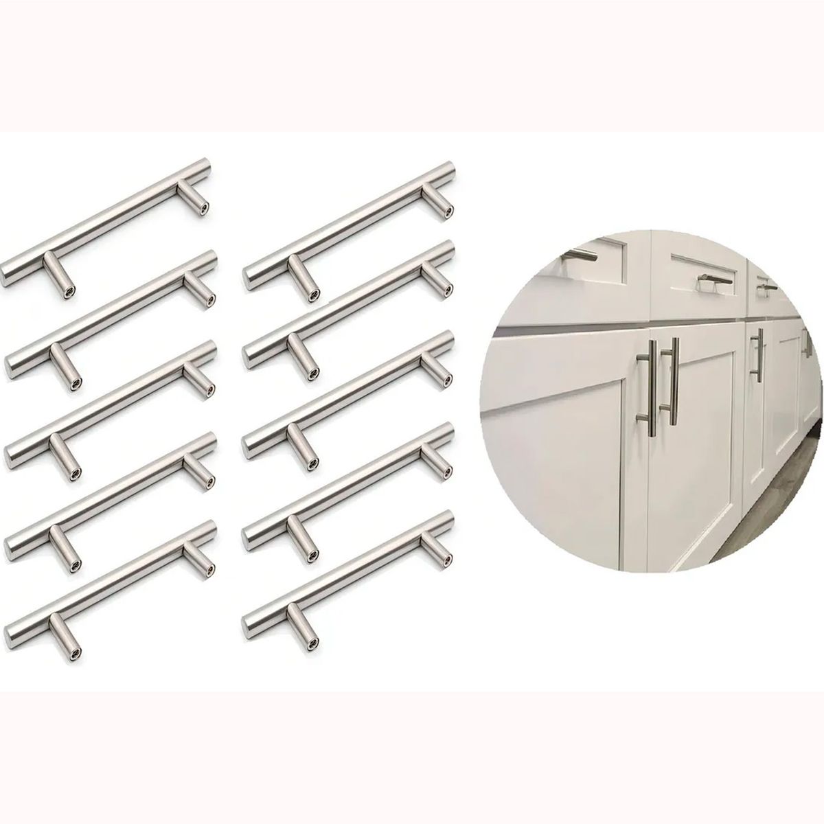 GENERICO - Pack 10 tiradores de cajón para muebles, 20 cm