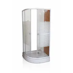 GENERICO - Mampara Ducha Curva 80×80 190cm Alto Vidrio Templado Franjas Blancas