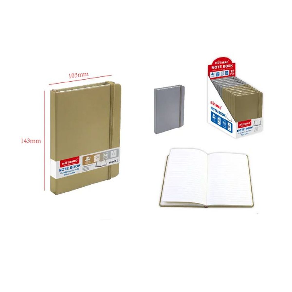 GENERICO - Libreta De Nota Café A6 – 14.3 x 10.3cm 100 Hojas