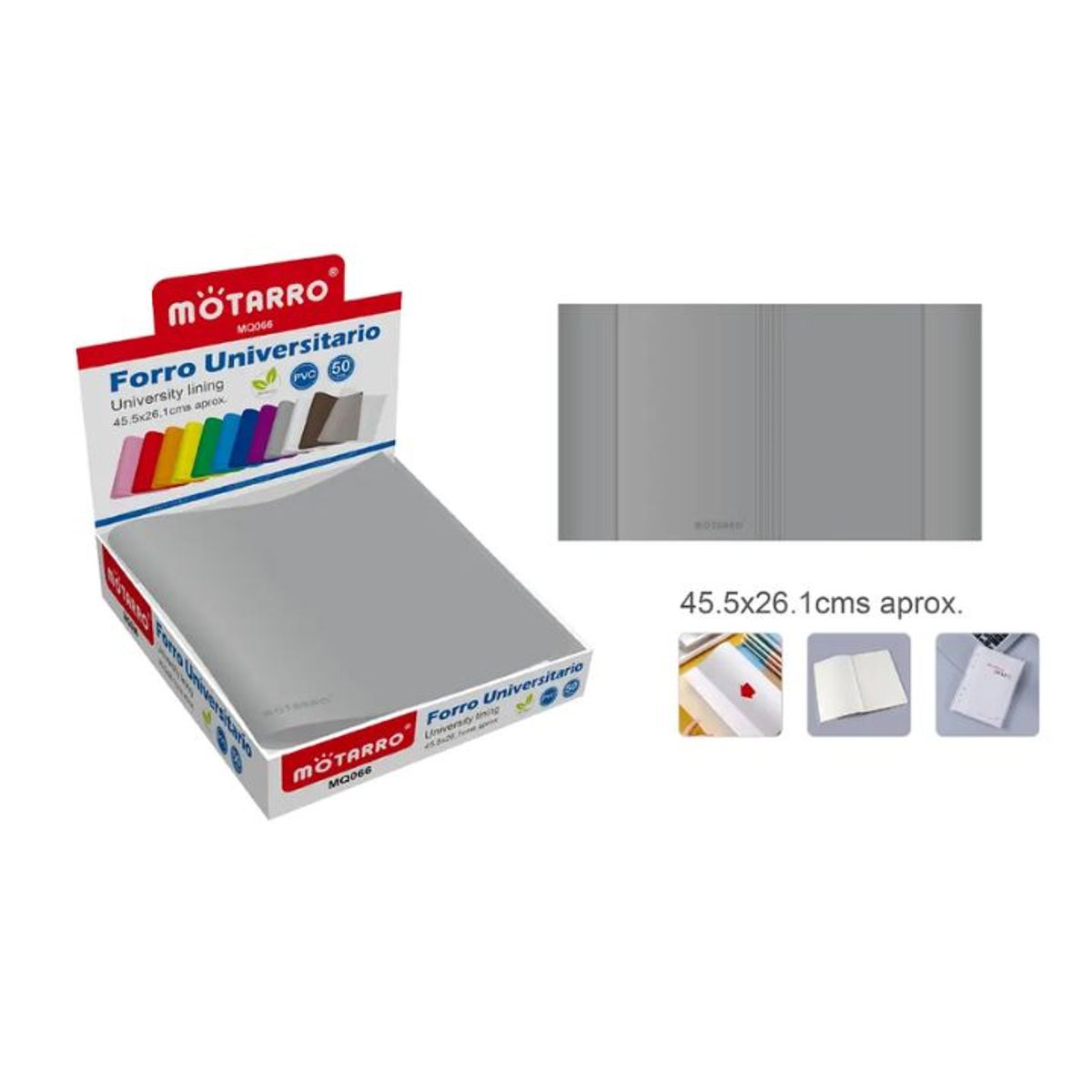 GENERICO - Forro Universitario Gris 45x26cm