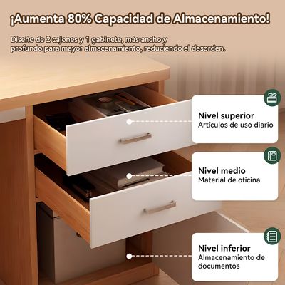 Imagen 2 del producto Escritorio 100cm Con Cajón Gabinete Pata Metálica Oficina