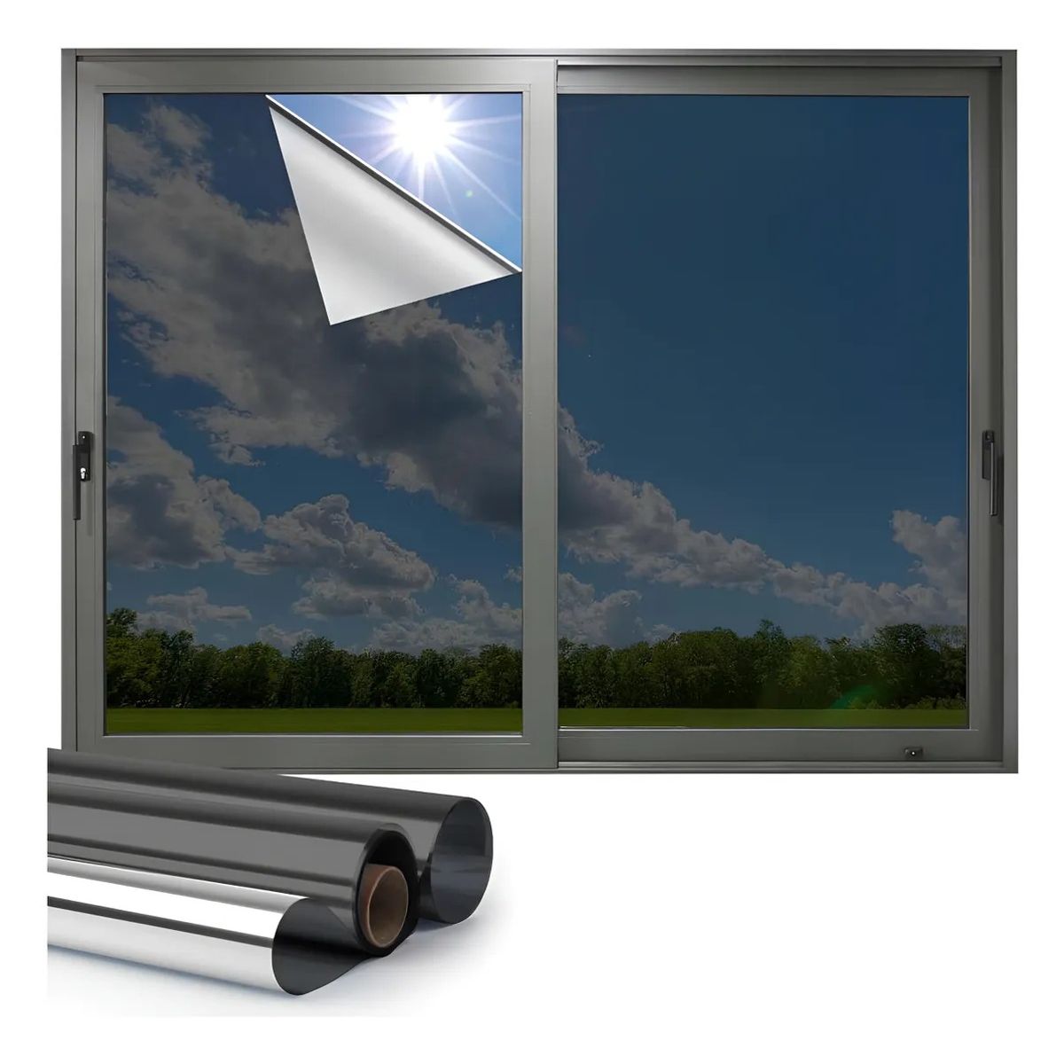 KUANGYE - Lamina Espejada Film Privacidad Vidrio Ventana 100 Cm × 10 M