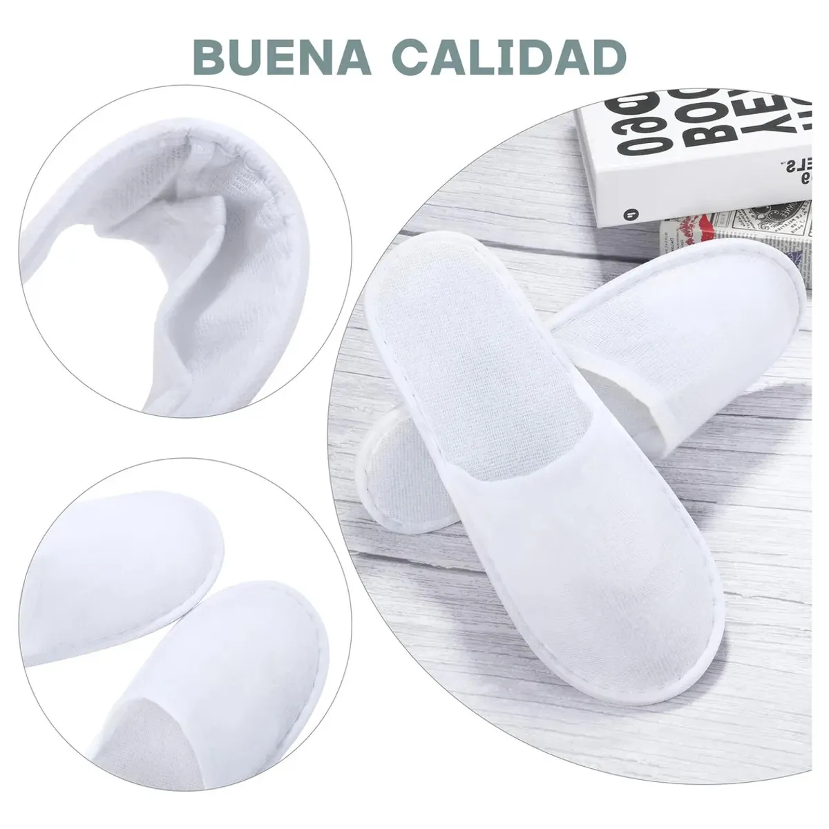 KUANGYE - Pantuflas Desechables Boda Para Hoteles Familias Spa 12 Pares