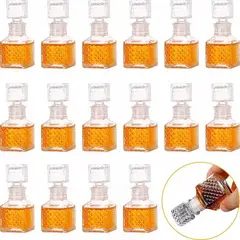 KUANGYE - Juego 24 Licoreras Vidrio Cristal Mini Rodas 65 Ml Agua Vino Transparente