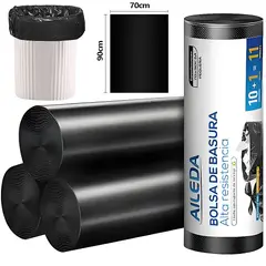 AILEDA - Bolsa De Basura Mediana 70x90 Cm - 44 Uni De Alta Calidad Resistente A Rasgados Y Tirones