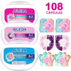AILEDA - Detergente En Cápsulas Total 108 Cápsulas (Cítricos Y Frutas,sakura,Fresias y lirios )
