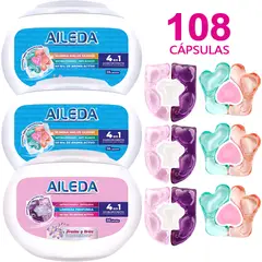 AILEDA - Detergente En Cápsulas Total 108 Cápsulas (sakura,Fresias y lirios )
