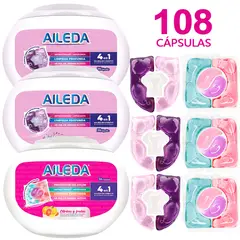 AILEDA - Detergente En Cápsulas Total 108 Cápsulas (sakura,Cítricos y frutas )