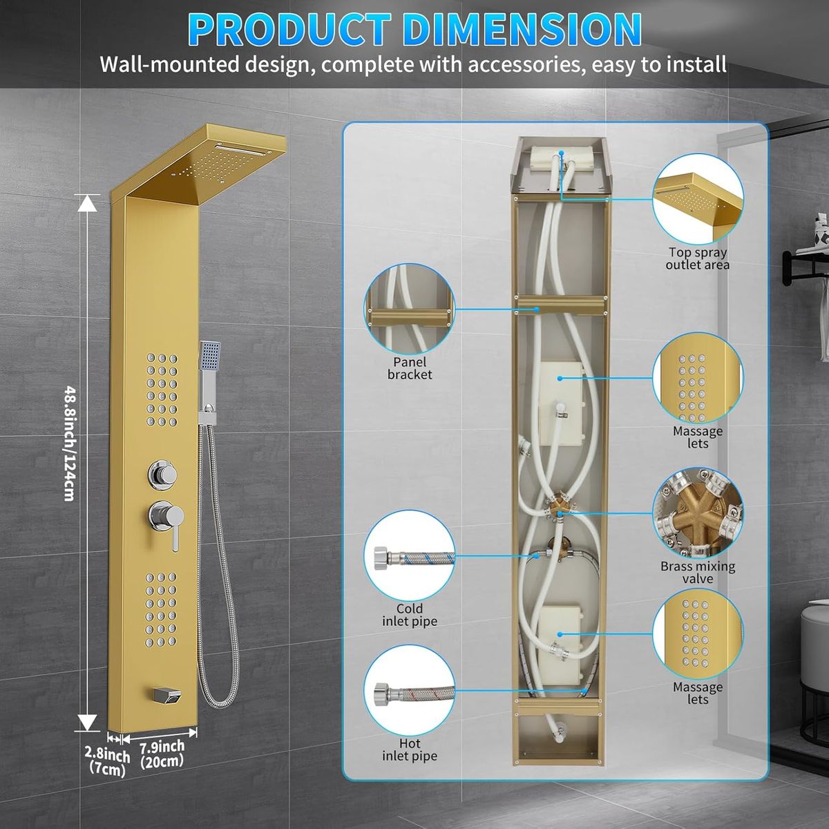 BLUEDREAMER - Paneles de acero inoxidable columnas de funciones 5 en 1