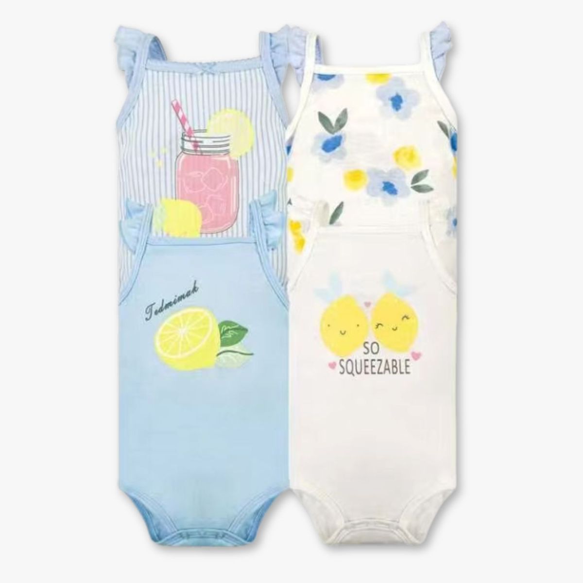 TEDMIMAK - Pack 4 Bodys Niña Sin Manga Tedmimak 100% Algodón