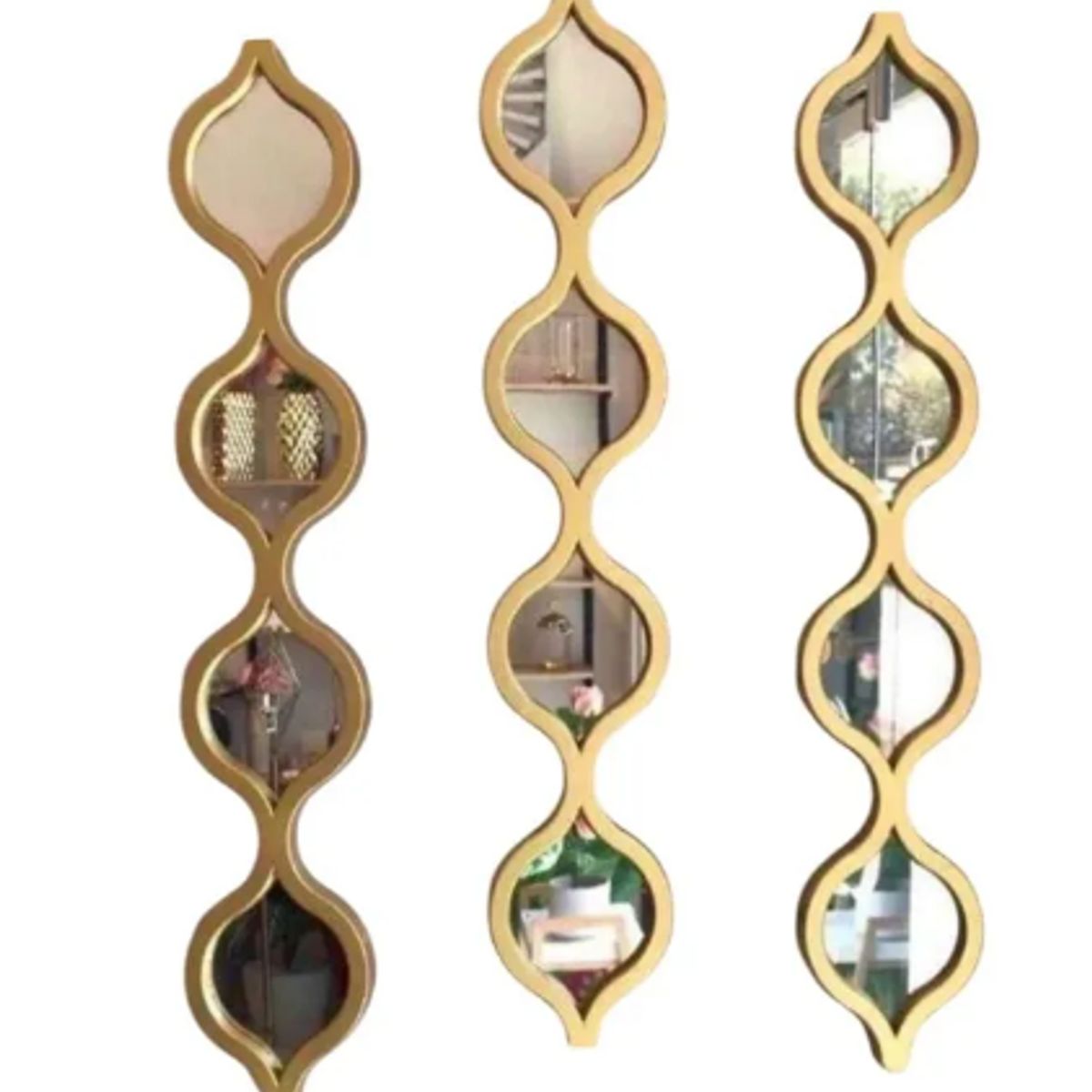 GENERICO - Set De 3 Espejos De Pared De Lujo Decorativos 97cm*31cm