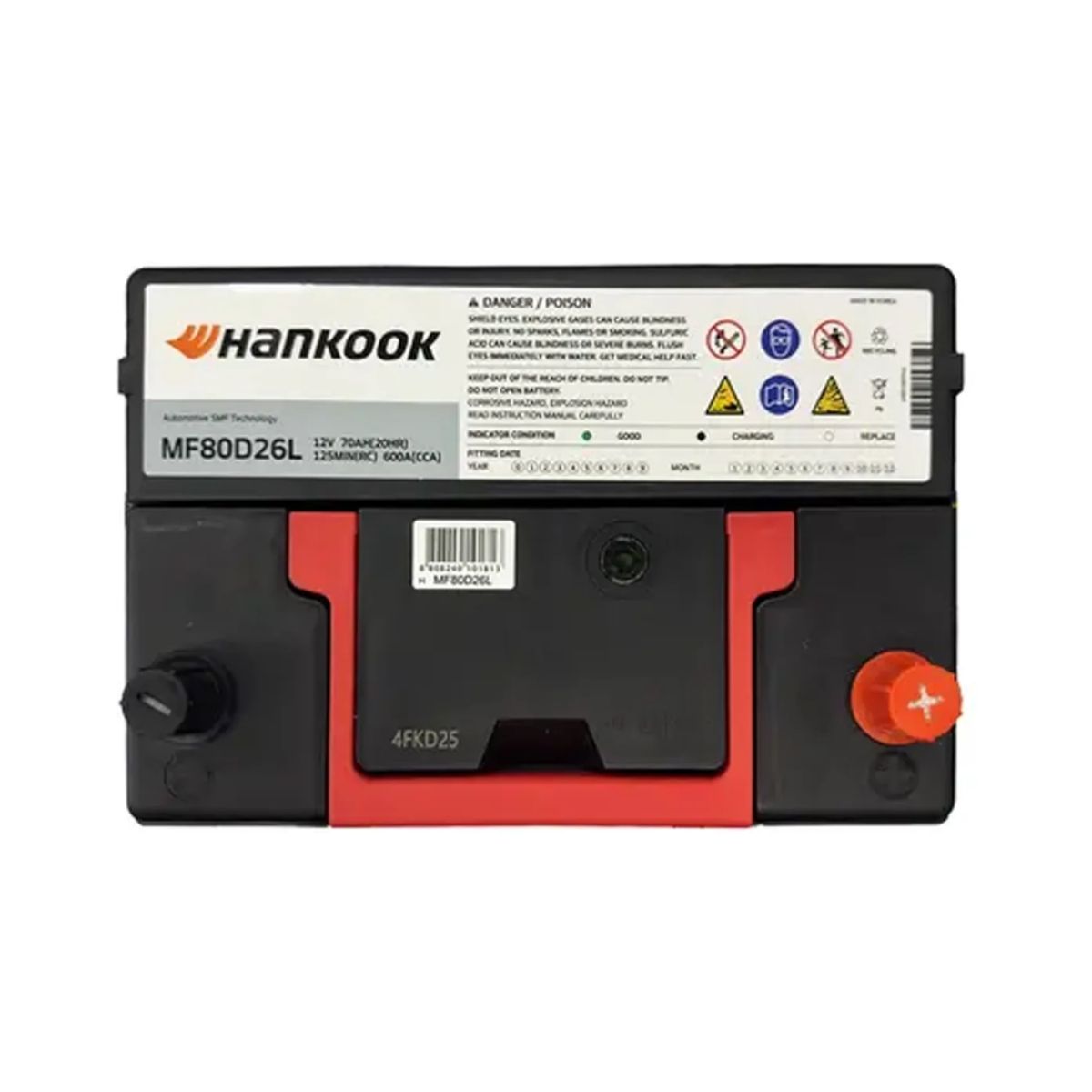 HANKOOK - Bateria 70 AH 600 CCA MF80D26L para Automovil