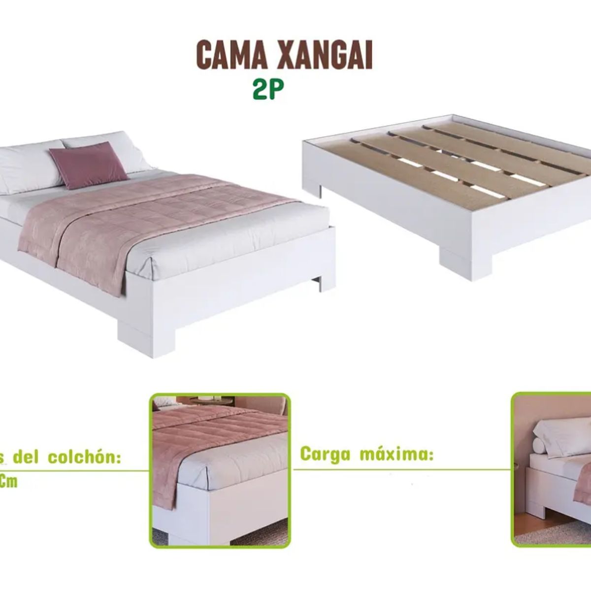 KIDSCOOL - Cama 2 Plaza Xangai 190x150 Miel